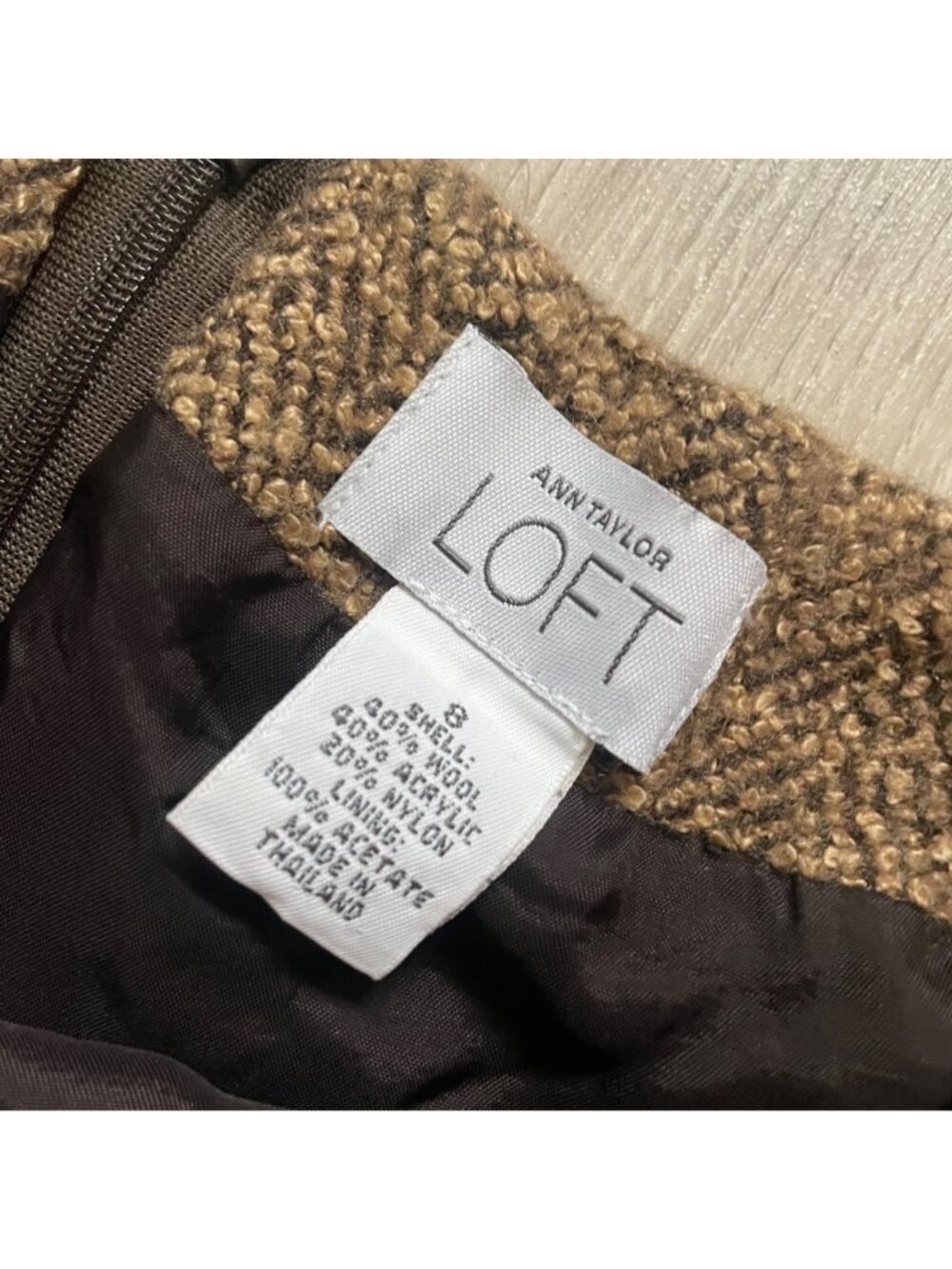 Ann Taylor Loft Womens Brown Tweed Wool Pencil Skirt 8 - Picture 7 of 9